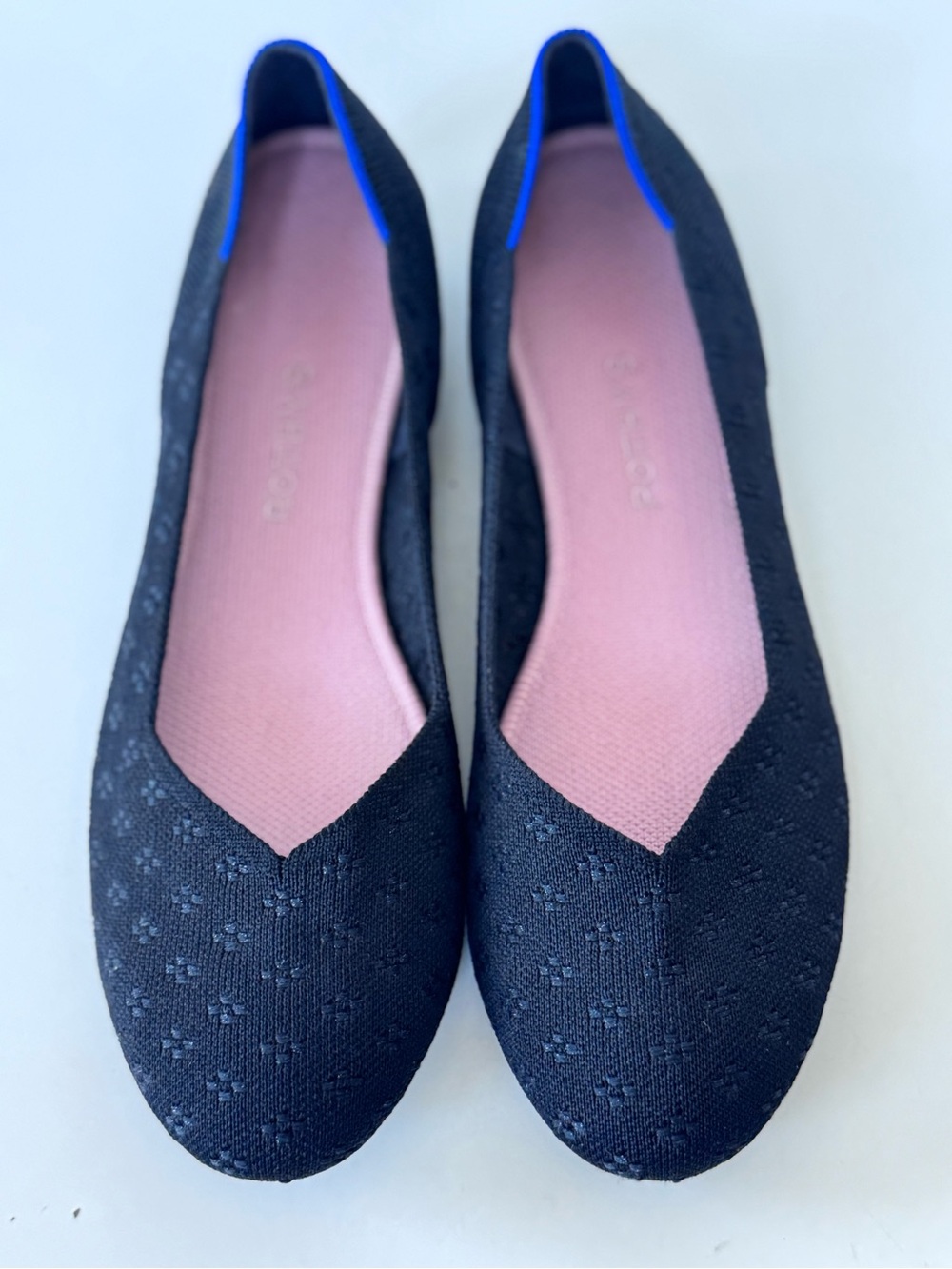 rothy's the daily flat floral textured knit black flats shoes size 12